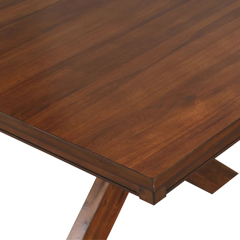 Roundhill Furniture Karven Essgruppe aus Holz mit 9 Teilen, ausziehbarer Esstisch mit Wangengestell und 8 Stühlen, dunkle Haselnussfarbe
