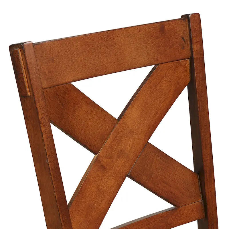 Roundhill Furniture Karven Essgruppe aus Holz mit 9 Teilen, ausziehbarer Esstisch mit Wangengestell und 8 Stühlen, dunkle Haselnussfarbe