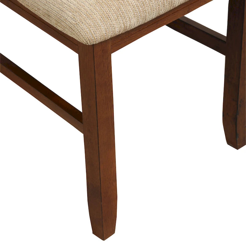 Roundhill Furniture Karven Essgruppe aus Holz mit 9 Teilen, ausziehbarer Esstisch mit Wangengestell und 8 Stühlen, dunkle Haselnussfarbe