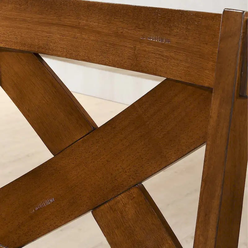 Roundhill Furniture Karven Essgruppe aus Holz mit 9 Teilen, ausziehbarer Esstisch mit Wangengestell und 8 Stühlen, dunkle Haselnussfarbe
