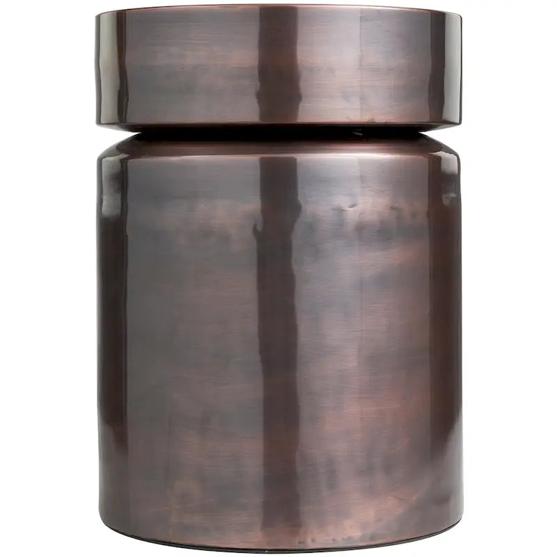Table d’appoint tambour en métal — cuivre ou noir — Roche River Decor