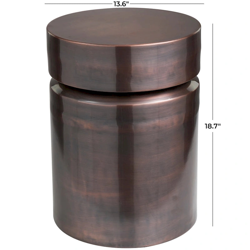 Table d’appoint tambour en métal — cuivre ou noir — Roche River Decor