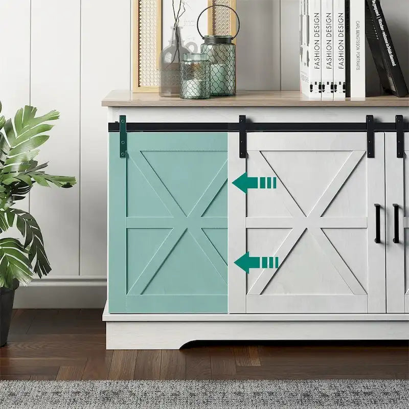 Evelynn TV Stand Sliding Barn Door Farmhouse Wood Entertainment Center for TVs Up to 65 White