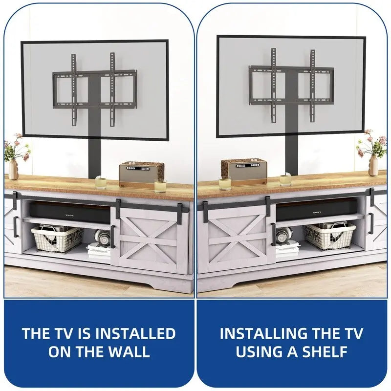 Evelynn TV Stand Sliding Barn Door Farmhouse Wood Entertainment Center for TVs Up to 65 White