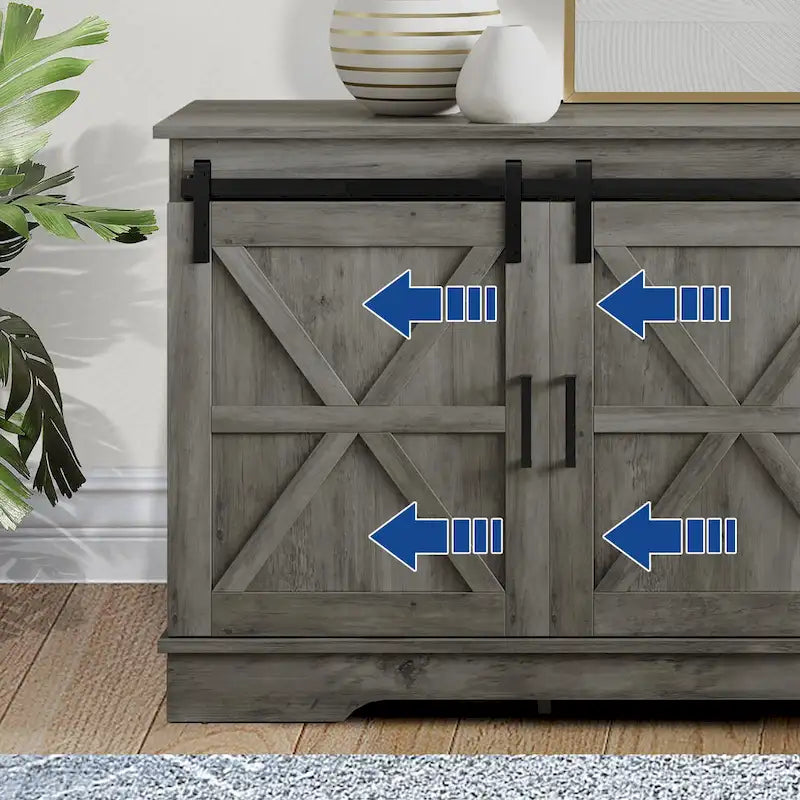 Evelynn TV Stand Sliding Barn Door Farmhouse Wood Entertainment Center for TVs Up to 65 White