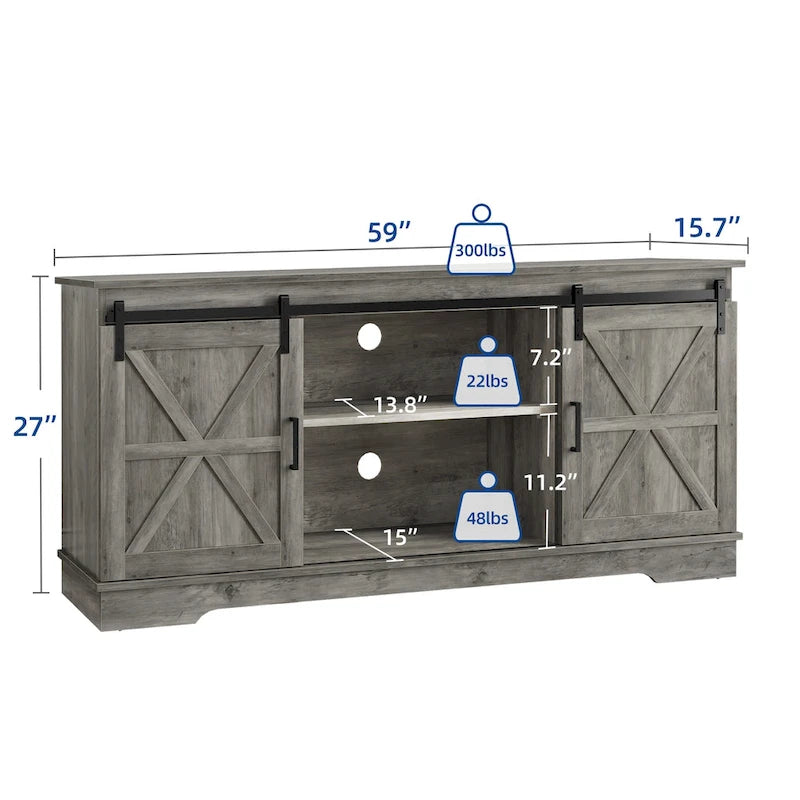 Evelynn TV Stand Sliding Barn Door Farmhouse Wood Entertainment Center for TVs Up to 65 White