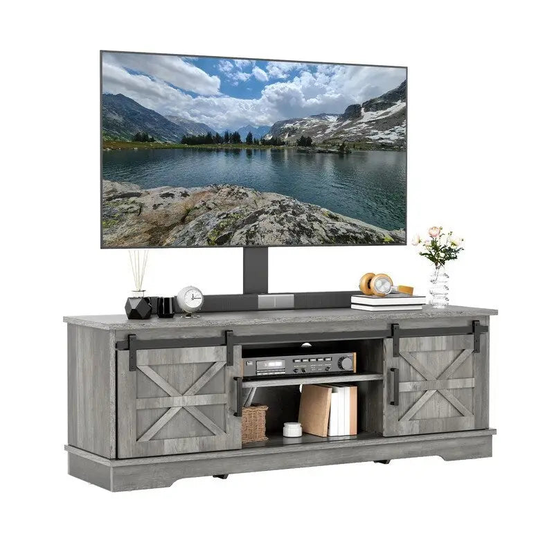 Evelynn TV Stand Sliding Barn Door Farmhouse Wood Entertainment Center for TVs Up to 65 White
