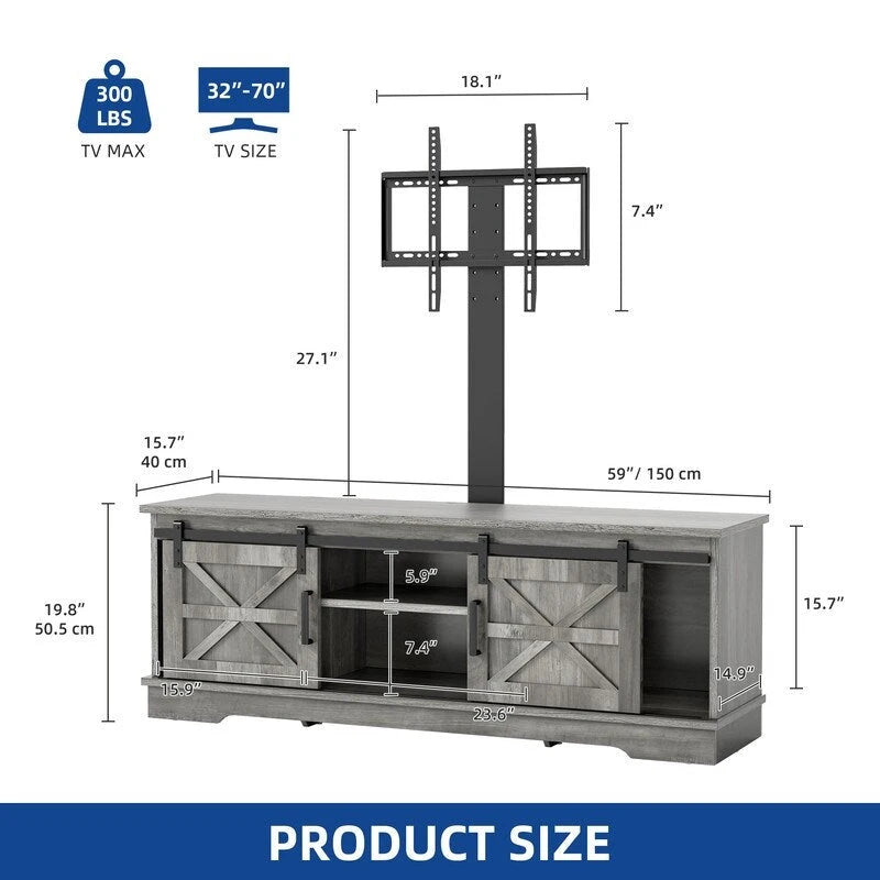 Evelynn TV Stand Sliding Barn Door Farmhouse Wood Entertainment Center for TVs Up to 65 White