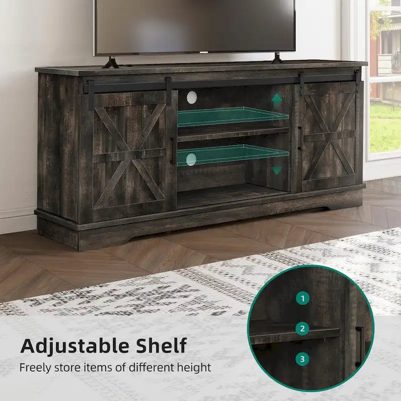 Evelynn TV Stand Sliding Barn Door Farmhouse Wood Entertainment Center for TVs Up to 65 White