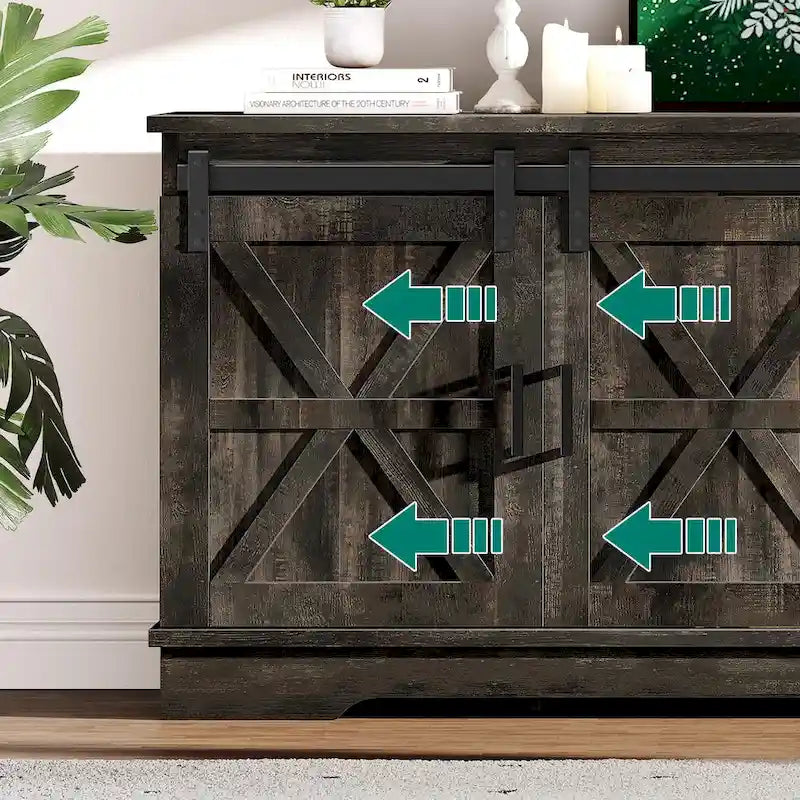 Evelynn TV Stand Sliding Barn Door Farmhouse Wood Entertainment Center for TVs Up to 65 White