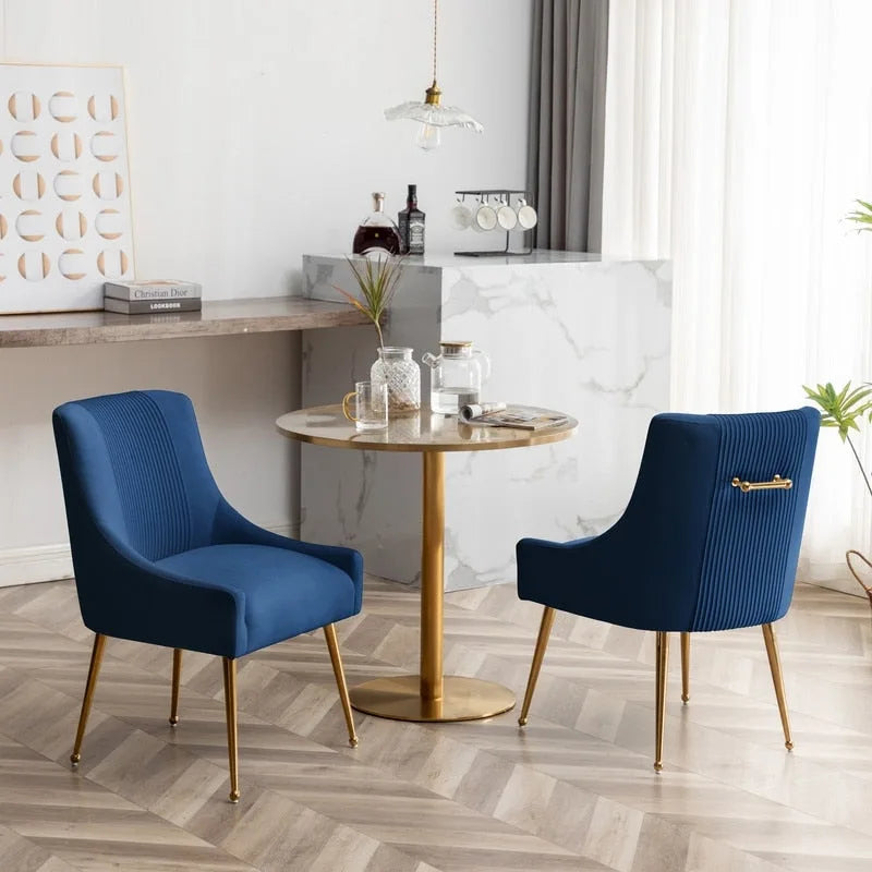 SEYNAR modern, elegáns, bouclé anyagú, pliszírozott bársony étkező- vagy fésülködőasztal-szék, hátsó fogantyúval (2 darabos készlet)