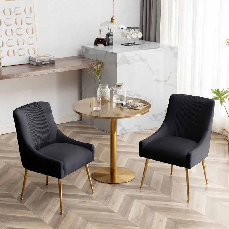 SEYNAR modern, elegáns, bouclé anyagú, pliszírozott bársony étkező- vagy fésülködőasztal-szék, hátsó fogantyúval (2 darabos készlet)