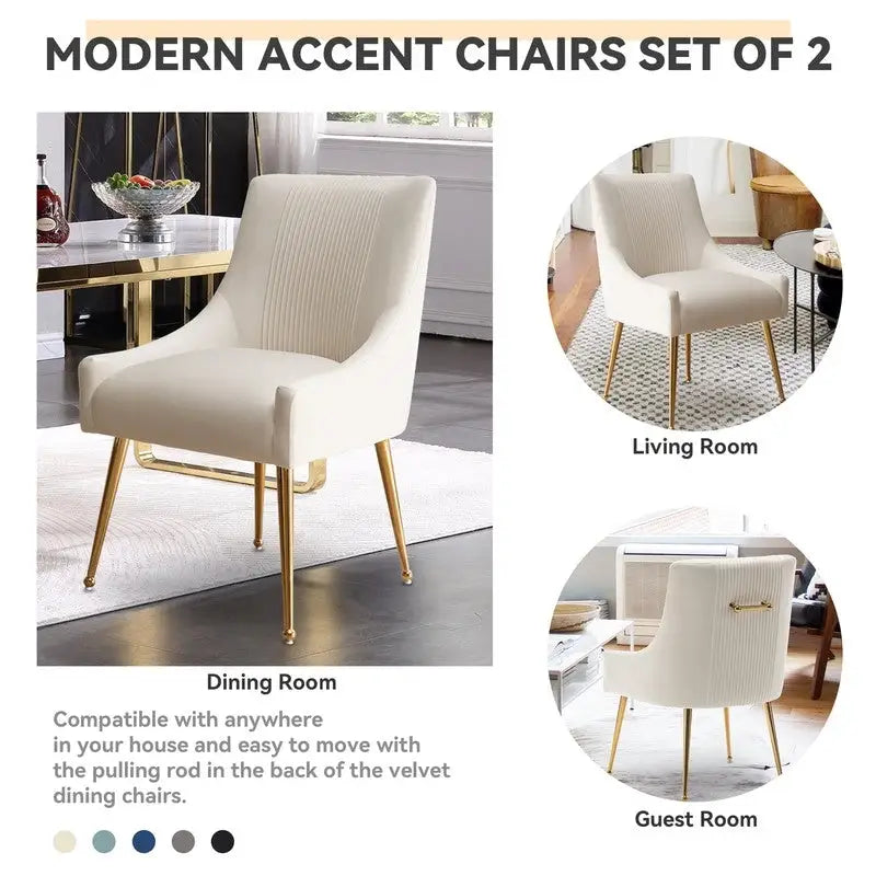 SEYNAR modern, elegáns, bouclé anyagú, pliszírozott bársony étkező- vagy fésülködőasztal-szék, hátsó fogantyúval (2 darabos készlet)