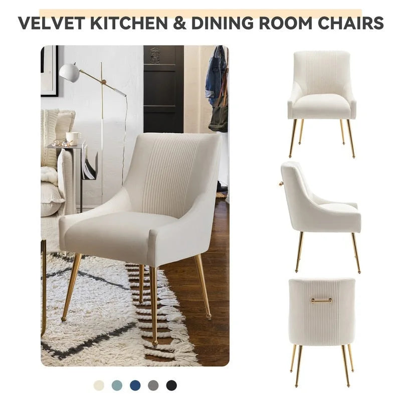SEYNAR modern, elegáns, bouclé anyagú, pliszírozott bársony étkező- vagy fésülködőasztal-szék, hátsó fogantyúval (2 darabos készlet)