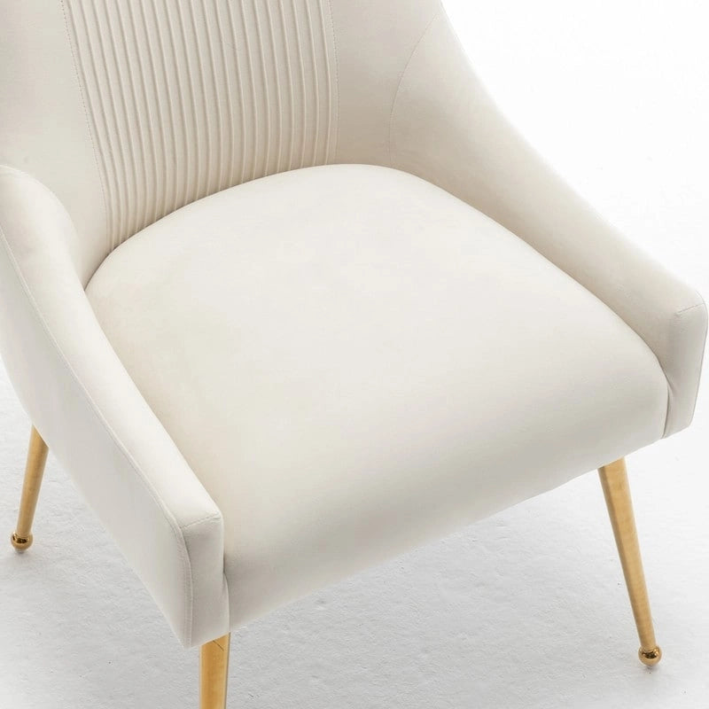 SEYNAR modern, elegáns, bouclé anyagú, pliszírozott bársony étkező- vagy fésülködőasztal-szék, hátsó fogantyúval (2 darabos készlet)