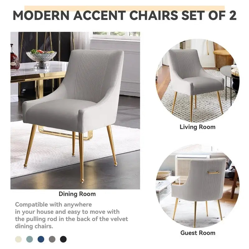 SEYNAR modern, elegáns, bouclé anyagú, pliszírozott bársony étkező- vagy fésülködőasztal-szék, hátsó fogantyúval (2 darabos készlet)