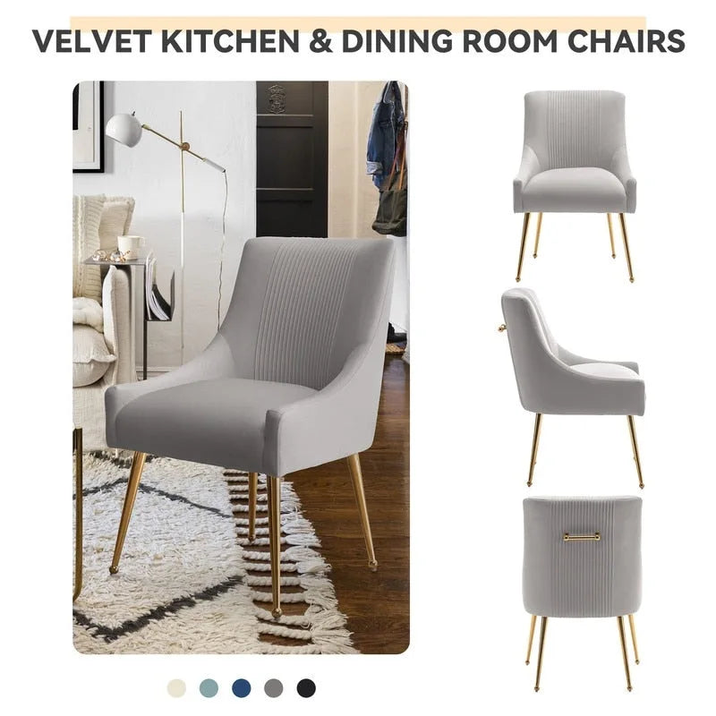 SEYNAR modern, elegáns, bouclé anyagú, pliszírozott bársony étkező- vagy fésülködőasztal-szék, hátsó fogantyúval (2 darabos készlet)