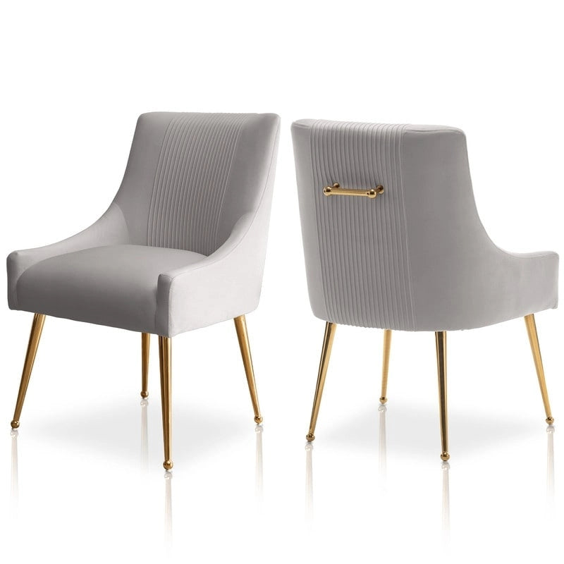 SEYNAR modern, elegáns, bouclé anyagú, pliszírozott bársony étkező- vagy fésülködőasztal-szék, hátsó fogantyúval (2 darabos készlet)