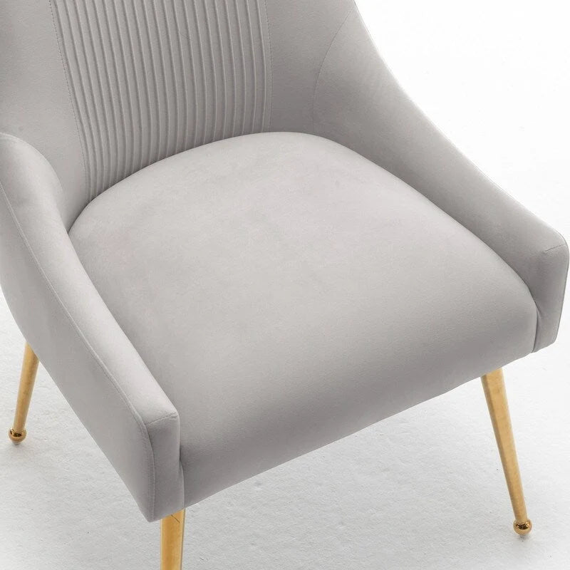 SEYNAR modern, elegáns, bouclé anyagú, pliszírozott bársony étkező- vagy fésülködőasztal-szék, hátsó fogantyúval (2 darabos készlet)