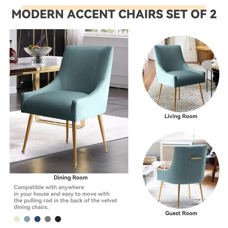 SEYNAR modern, elegáns, bouclé anyagú, pliszírozott bársony étkező- vagy fésülködőasztal-szék, hátsó fogantyúval (2 darabos készlet)