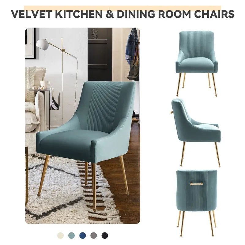 SEYNAR modern, elegáns, bouclé anyagú, pliszírozott bársony étkező- vagy fésülködőasztal-szék, hátsó fogantyúval (2 darabos készlet)