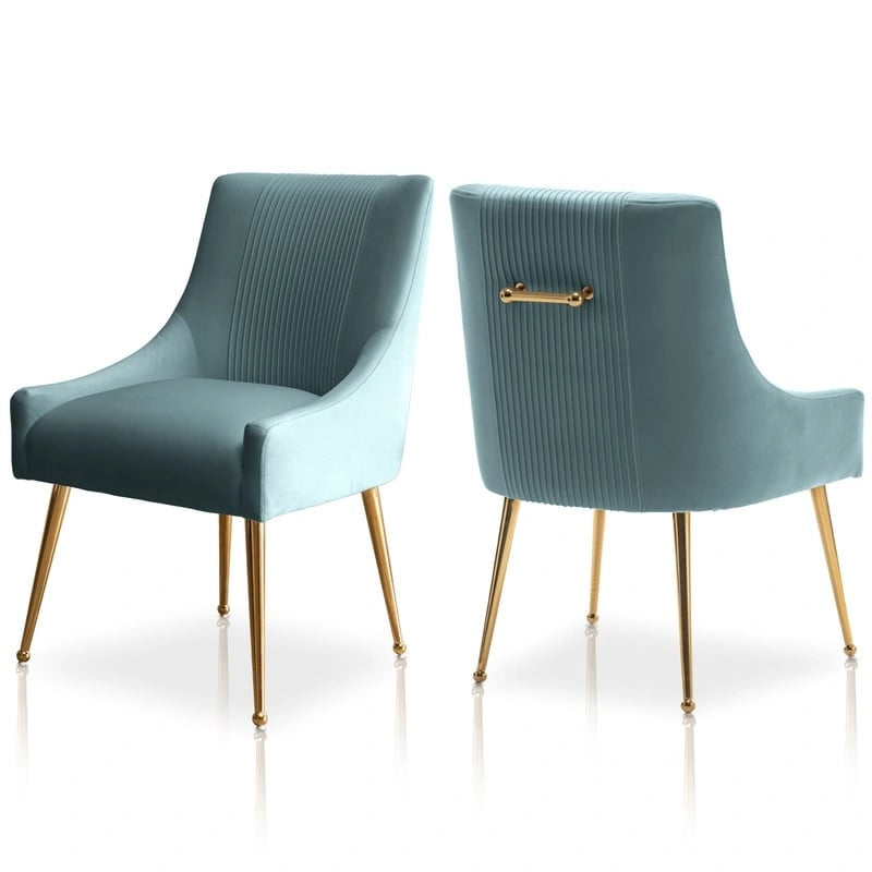 SEYNAR modern, elegáns, bouclé anyagú, pliszírozott bársony étkező- vagy fésülködőasztal-szék, hátsó fogantyúval (2 darabos készlet)