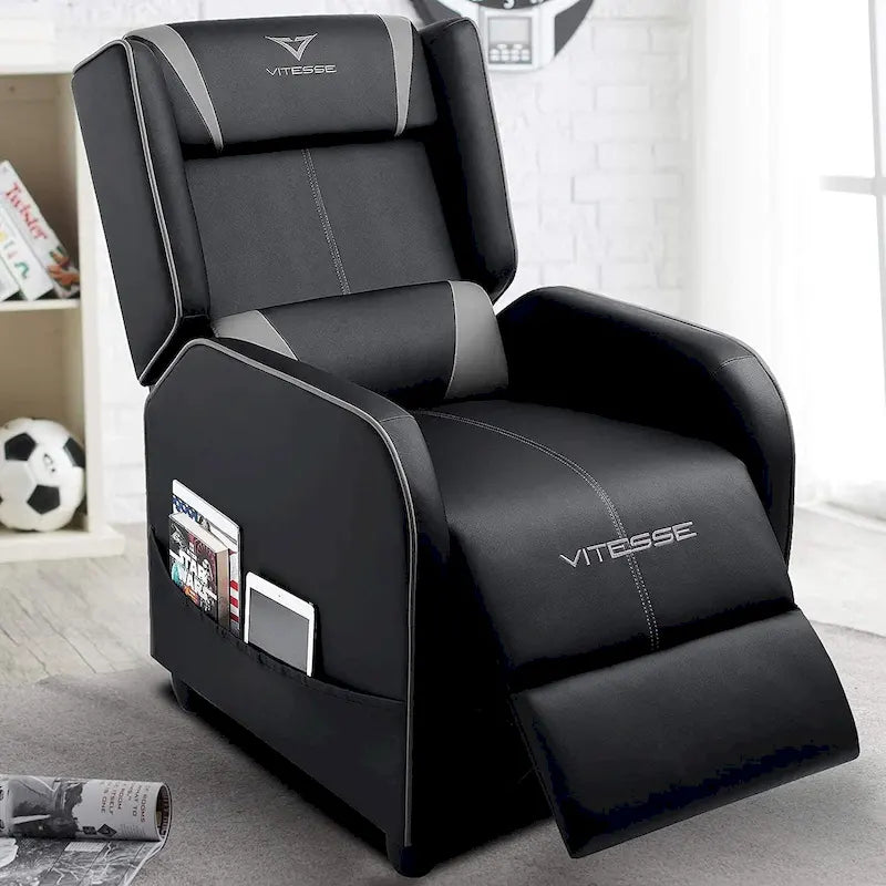 Sillón reclinable para videojuegos BOSSIN, estilo de carreras, con respaldo alto, reclinable para sala de estar y asientos de teatro
