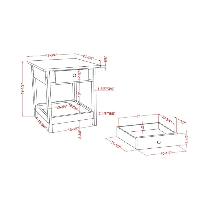 Set di 3 tavolini da caffè e laterali DH BASIC di transizione in legno di gomma con ripiani aperti e cassetto, by Denhour