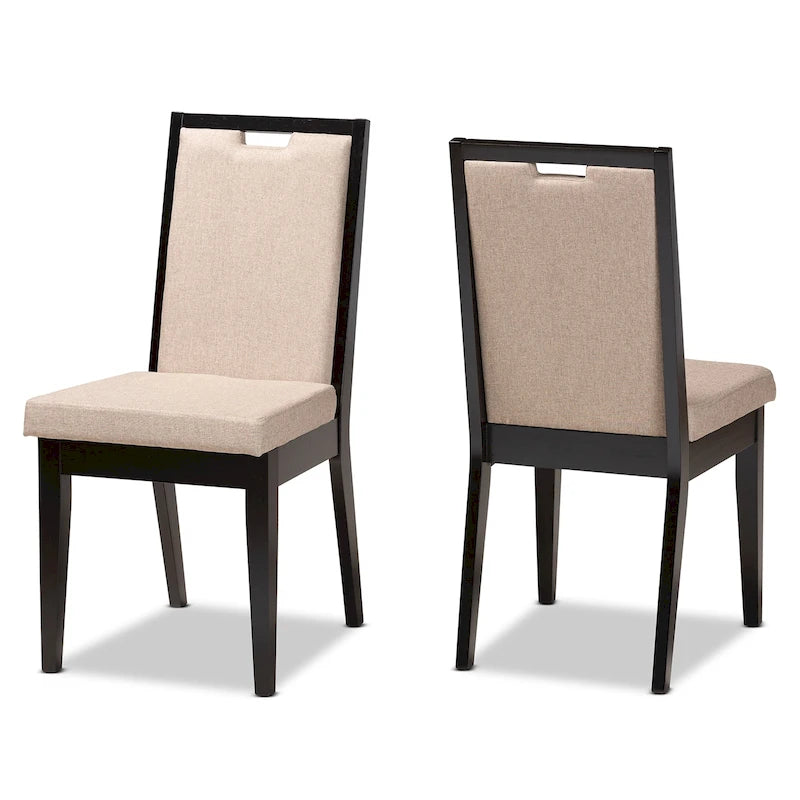 Octavia Modern ve Çağdaş Döşemeli Ahşap Yemek Sandalyesi Seti (2'li)