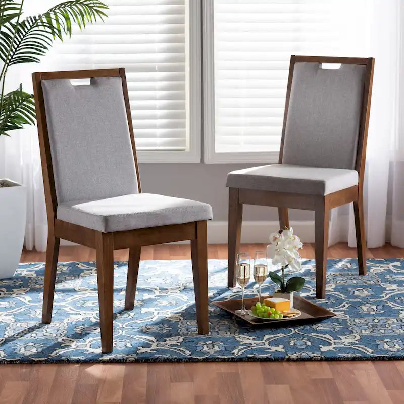 Octavia Modern ve Çağdaş Döşemeli Ahşap Yemek Sandalyesi Seti (2'li)