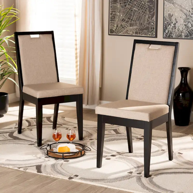 Octavia Modern ve Çağdaş Döşemeli Ahşap Yemek Sandalyesi Seti (2'li)