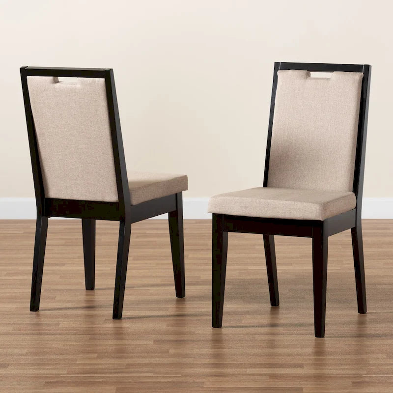 Octavia Modern ve Çağdaş Döşemeli Ahşap Yemek Sandalyesi Seti (2'li)