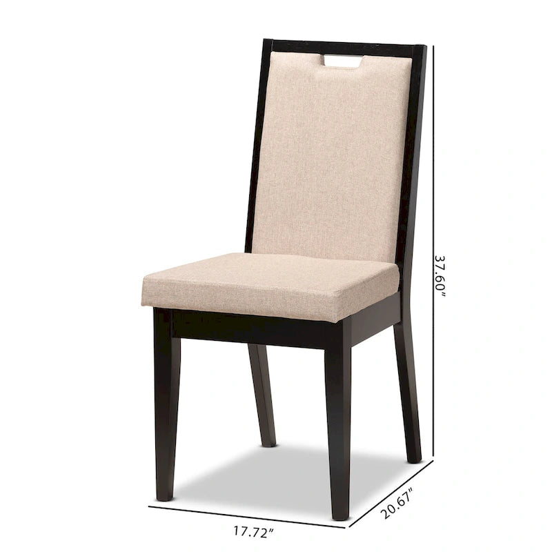 Octavia Modern ve Çağdaş Döşemeli Ahşap Yemek Sandalyesi Seti (2'li)