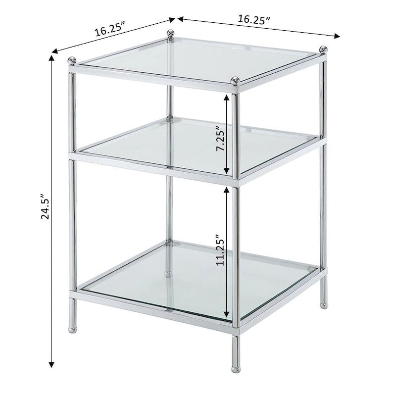 Table d’appoint en verre à 3 niveaux Royal Crest de Convenience Concepts