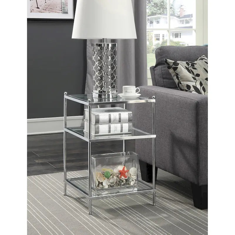 Table d’appoint en verre à 3 niveaux Royal Crest de Convenience Concepts