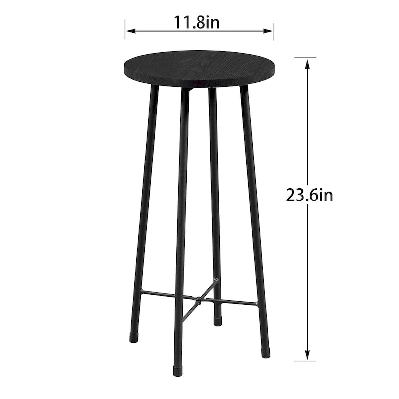 Tavolo alto rotondo da 35.4, in stile industriale con piano in legno, tavolo bistrot da pub o colazione