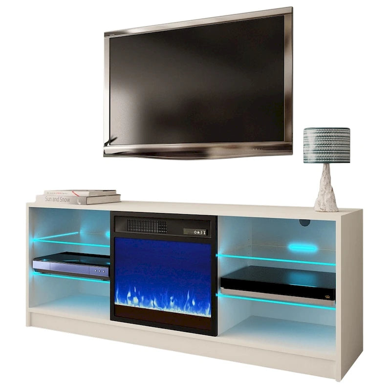 Moderner 58-Zoll-TV-Ständer Manhattan mit elektrischem Kamin