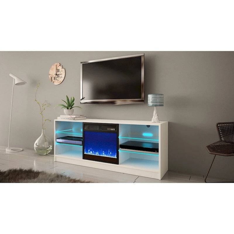 Moderner 58-Zoll-TV-Ständer Manhattan mit elektrischem Kamin