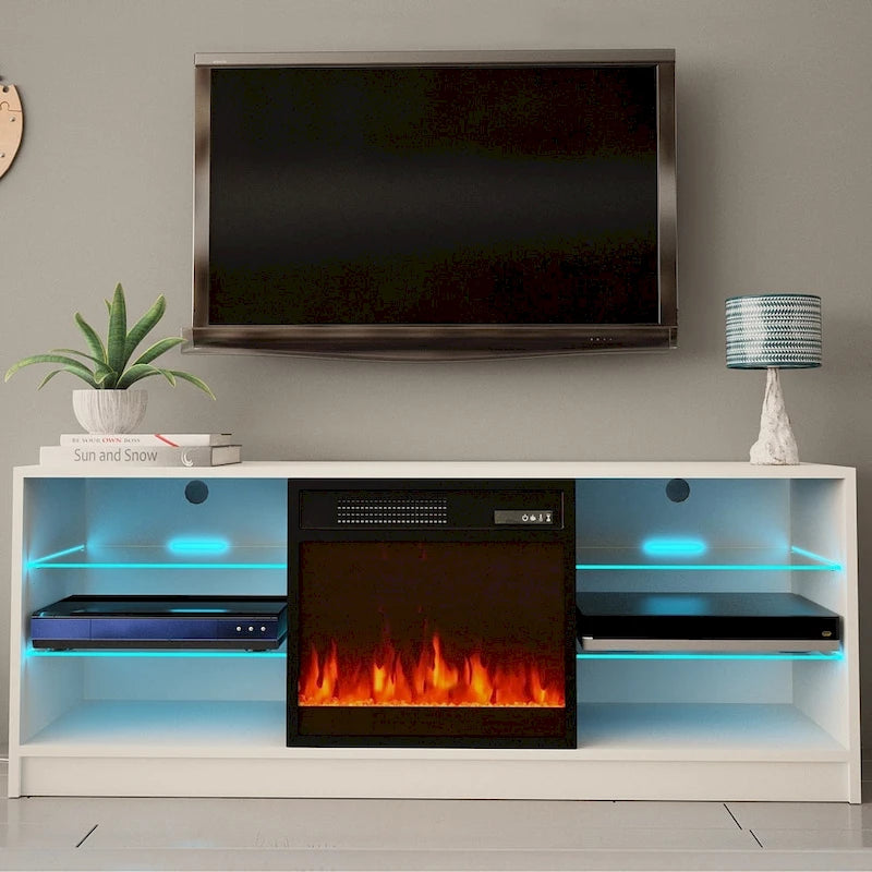 Moderner 58-Zoll-TV-Ständer Manhattan mit elektrischem Kamin