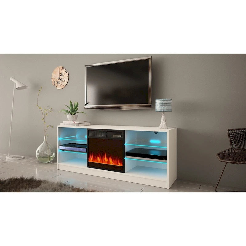 Moderner 58-Zoll-TV-Ständer Manhattan mit elektrischem Kamin