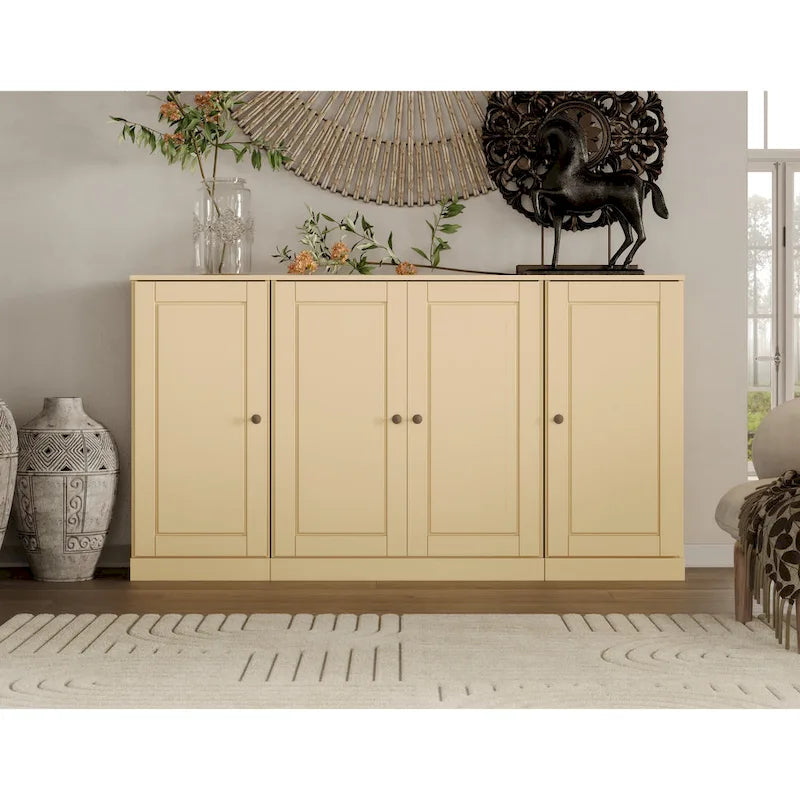 Buffet de 65 en bois massif à 100 % avec portes en verre transparent, dépoli ou en bois massif, par Palace Imports