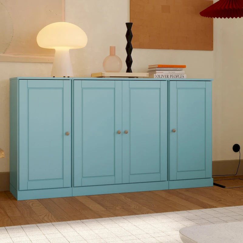 Buffet de 65 en bois massif à 100 % avec portes en verre transparent, dépoli ou en bois massif, par Palace Imports