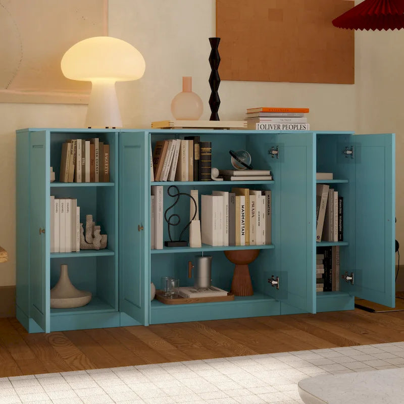 Buffet de 65 en bois massif à 100 % avec portes en verre transparent, dépoli ou en bois massif, par Palace Imports
