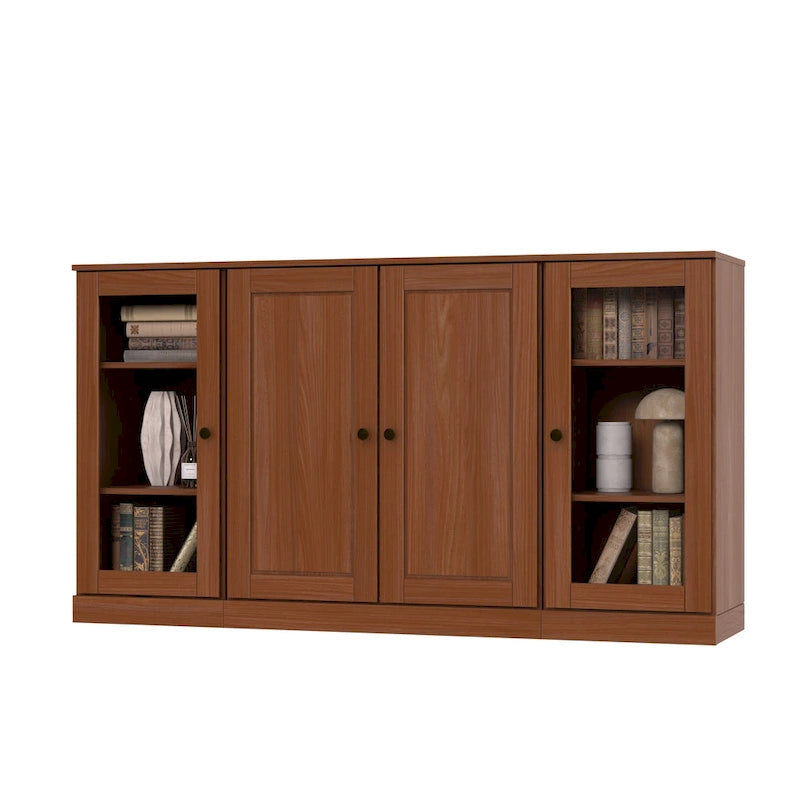 Buffet de 65 en bois massif à 100 % avec portes en verre transparent, dépoli ou en bois massif, par Palace Imports