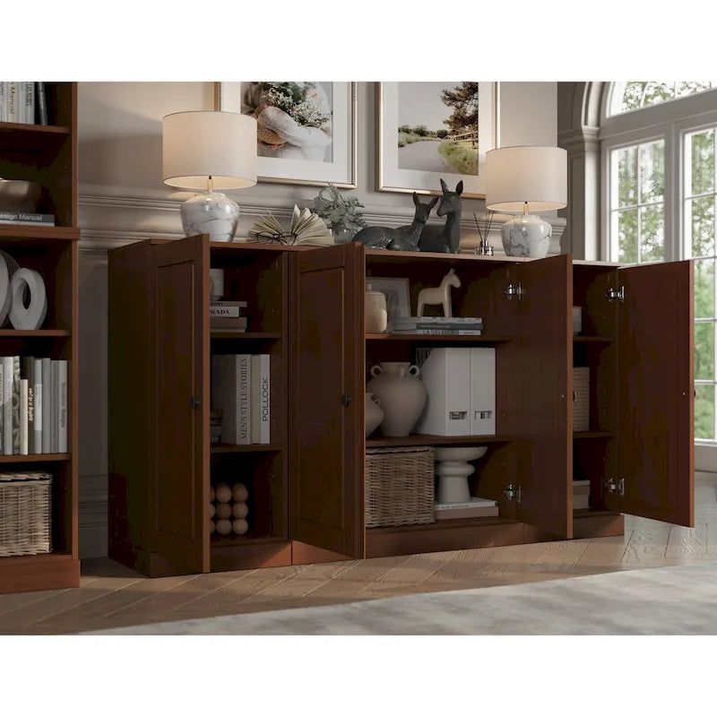 Buffet de 65 en bois massif à 100 % avec portes en verre transparent, dépoli ou en bois massif, par Palace Imports