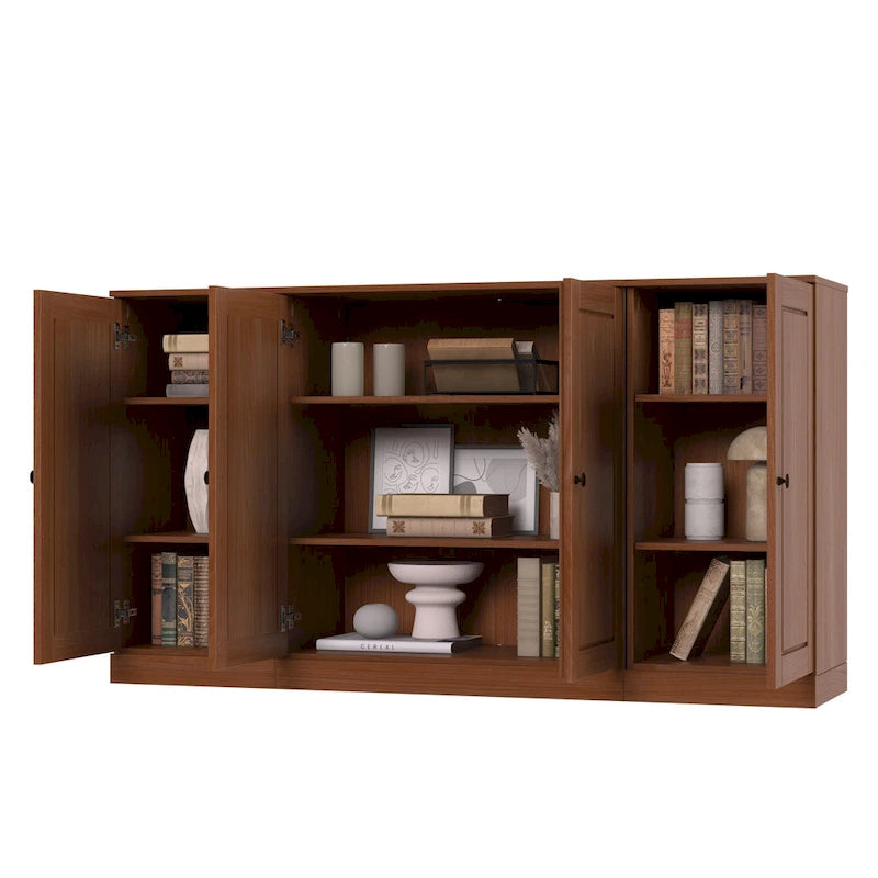Buffet de 65 en bois massif à 100 % avec portes en verre transparent, dépoli ou en bois massif, par Palace Imports