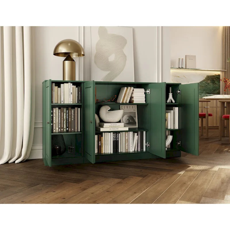 Buffet de 65 en bois massif à 100 % avec portes en verre transparent, dépoli ou en bois massif, par Palace Imports