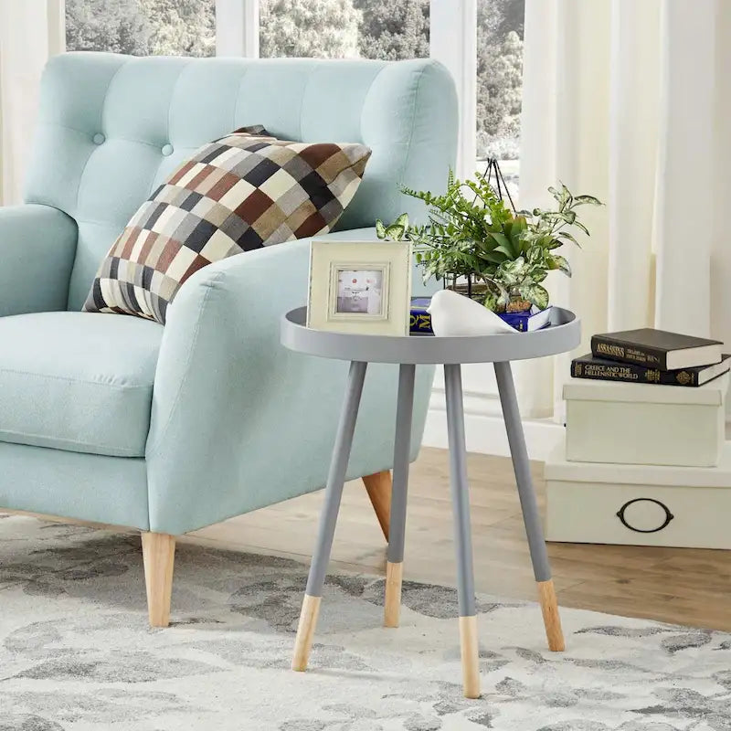 Marcella Paint-Dipped Round Tray-Top Side Table by iNSPIRE Q Modern