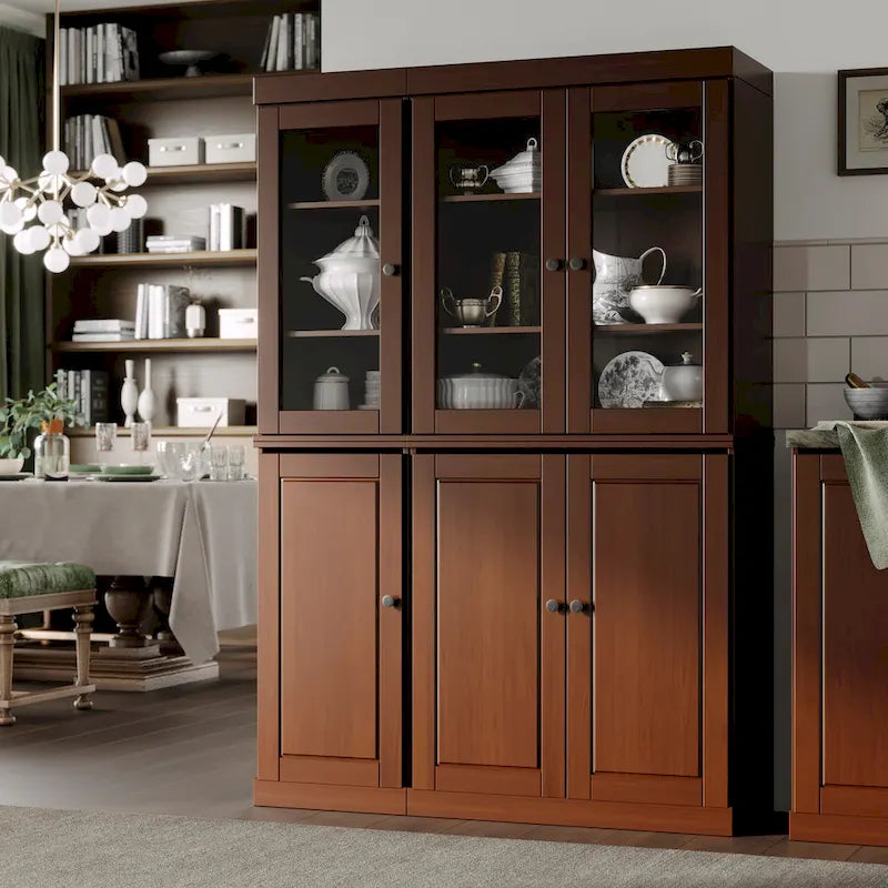 Szafka kuchenna Palace Imports 100% z litego drewna, szerokość 48.5, w stylu chińskiej spiżarni, z drzwiami z litego drewna lub przezroczystego szkła i regulowanymi półkami — 48.5 x 71.5
