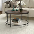 Table basse ronde Sevilla de 32 po de largeur, plateau en MDF et étagère en verre – 32 po de largeur